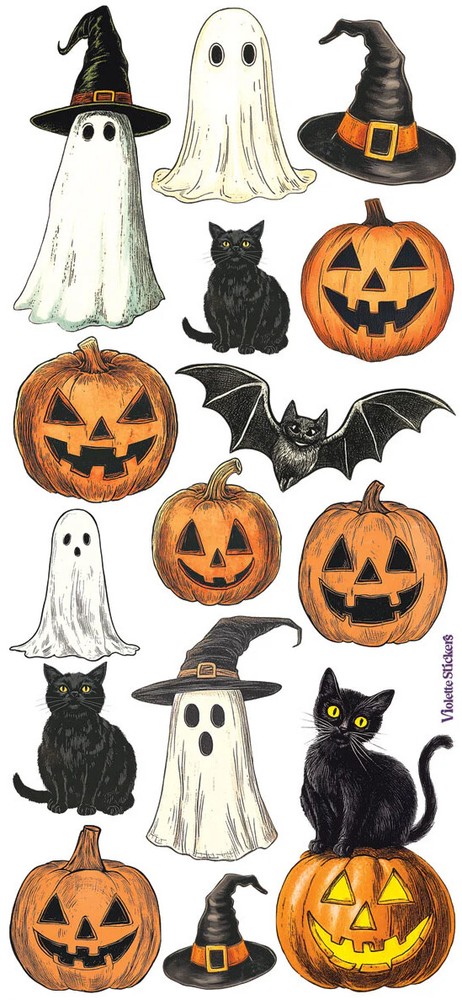 Violette Stickers Halloween Pumpkin Cats Ghost Crafts Planner Supply Scrapbook