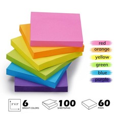 Sticky Notes Bulk, 60 Pads Sticky Notes, 3 X 3 Inch, 100 Sheets/Pad, Assorted…