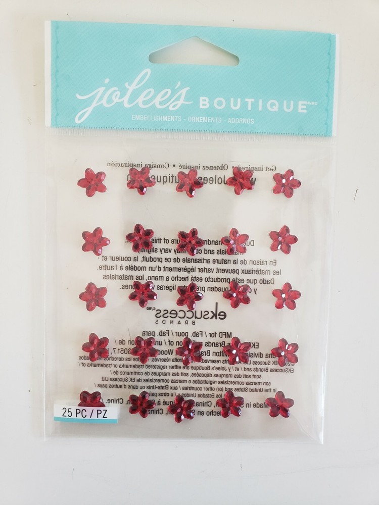 Jolees Boutique Mini Flower Gems Ruby Scrapbooking stickers