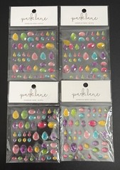 6 Park Lane Adhesive Gems Scrapbooking Stickers Square Oval Hearts Teardrop NEW