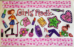 Vintage 2002 Girls Rock Clear Stickers Retro Boy Crazy 8″ x 13″ Scrapbooking NOS