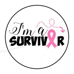 30 I’M A SURVIVOR BREAST CANCER AWARENESS ENVELOPE SEALS LABELS STICKERS 1.5″
