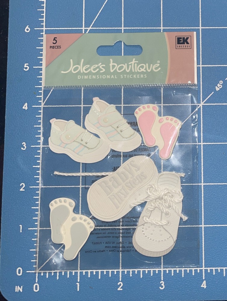 RARE Jolee’s Baby’s First 1st Steps Shoes Footprints Scrapbook Stickers SPJB384