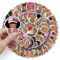50 BLACK HELLO KITTY Stickers, For-Toybox, Phone, Water Bottle, Laptop, Locker