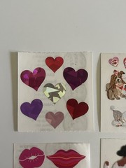 Vintage Sandylion Lot Of 4 Mods Hearts Valentines Stickers love Fuzzy Glitter