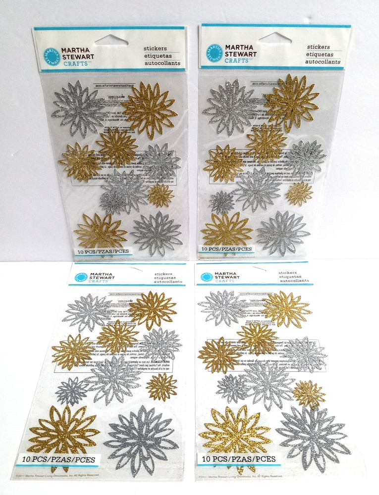 Scrapbooking Sticker Lot of 4 Packages Gold & Silver Sparkle Chrysanthemum NEW