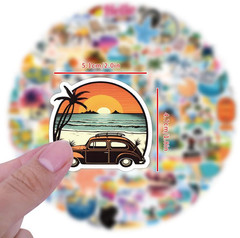 120PCS Hawaii Themed Stickers for Water Bottles, Summer Beach Scene Sticker Pack