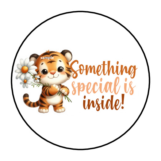 SMALL BUSINESS STICKERS ENVELOPE SEALS LABELS 1.5″ ROUND (30) TAGS FLORAL TIGER