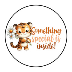 SMALL BUSINESS STICKERS ENVELOPE SEALS LABELS 1.5″ ROUND (30) TAGS FLORAL TIGER