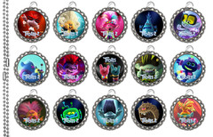 15 Trolls World Tour Silver Flat Bottle Cap Necklaces Set 1