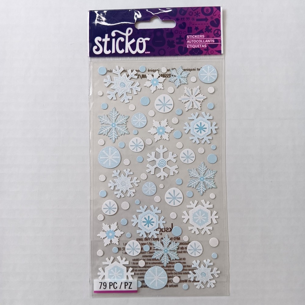 EK Success Sticko Blue/White Winter Snowflakes Glitter Stickers – 79 PC