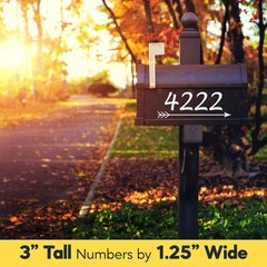 Mailbox Address Numbers, 3 Inch Reflective Decals, 5 Sets 0-9, White