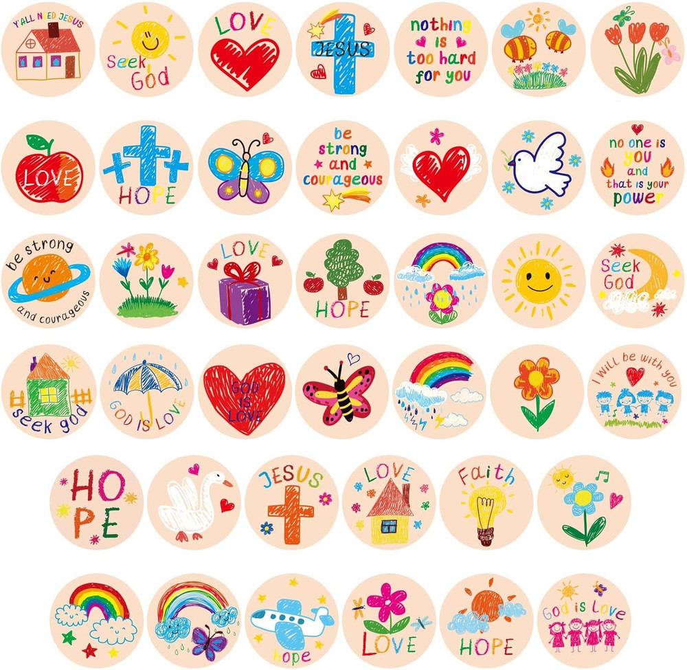 600Pcs round Jesus Stickers – Christian Religious Art for Kids and Adults