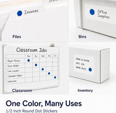 Adhesive Dark Blue Round Labels, 1000 Count for Classroom and Office Supplies