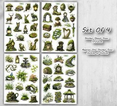 Moss Stickers. Whimsical Forest Sticker sheet. Planner, Scrapbooking 345