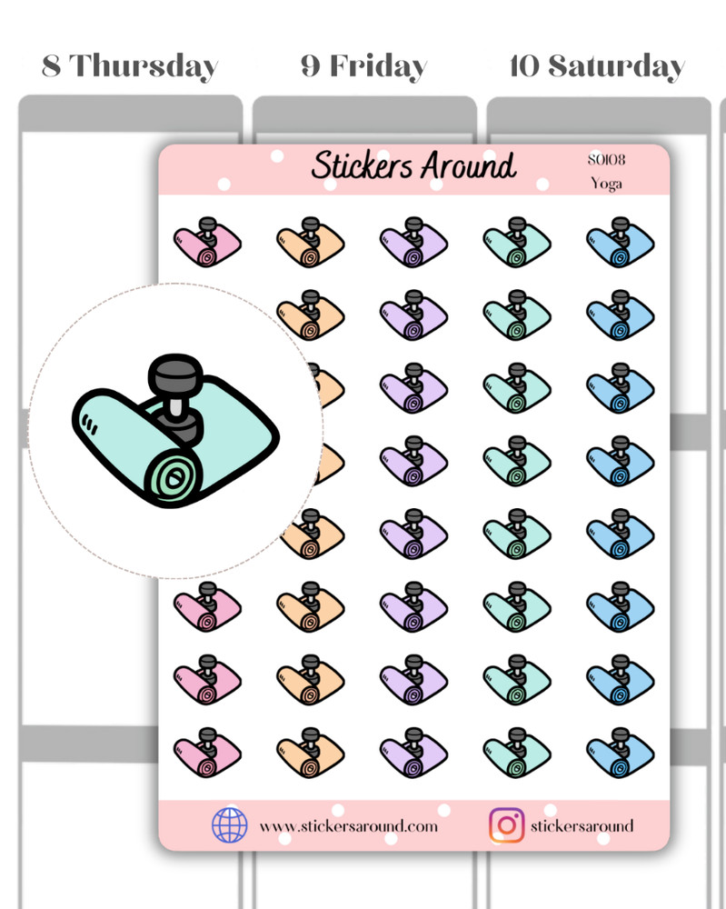 Yoga Icon Planner Sticker for Diary, Calendar, Journal and Scrapbooking