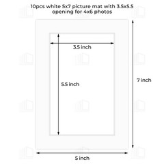 10 Pack White Paper 5×7 Photo Mat Bevel Edge 3.5×5.5 Opening For 4×6 Pictures