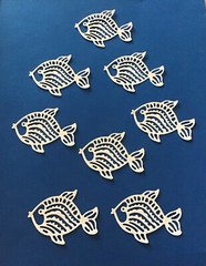 Fish Die Cut Embellishments White or Assorted Colors 8 pcs 1-3/4” x 2-1/2”