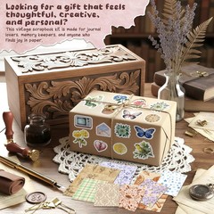 540 PCS Vintage Floral Scrapbook Supplies & Scrapbook Stickers, Junk Journal Sup