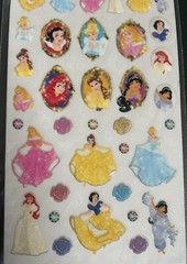 Vintage Disney Princess Glitter Stickers Snow White Ariel Aurora Belle Jasmin