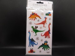 Christmas paper crafts Dinosaurs foil stickers 2 sheets 32pc