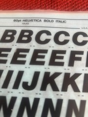 5 Letraset INSTANT LETTERING Transfer Letters 60 & 72pt Helvetica Bold & Med 3