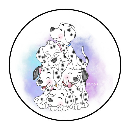 30 101 DALMATIONS STICKERS ENVELOPE SEALS LABELS 1.5″ ROUND FAVORS CUSTOM MADE