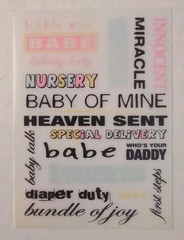 Baby Boy/Girl Rub On Scrapbook Embellishments Paper Crafts- 1 Sheet Quotes/Words