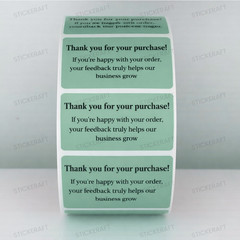 Thank You Stickers White – Feedback Message Small Business Labels | 50 Stickers