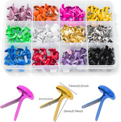 180pcs Brads for Paper Crafts，12 Colors Brads Paper Fasteners Metal Paper Fasten