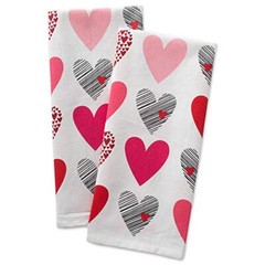 Valentine’s Day Collection Kitchen, Dishtowel Set, 18×28, Hearts Collage, 2