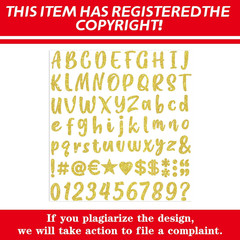 648 Pcs Gold Letter Stickers Glitter Alphabet Number Stickers 8 Sheets Self A…