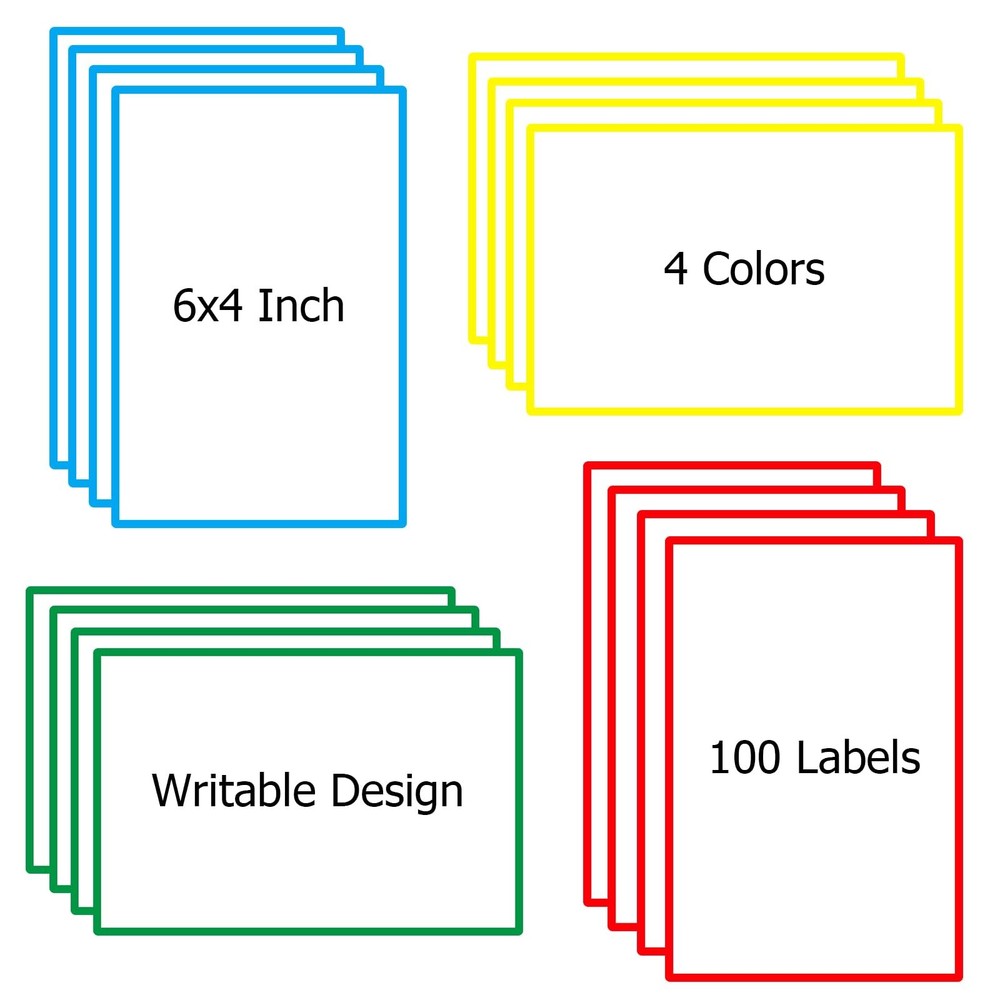 6×4 Inch Large Moving Box Labels 100 Pack 4 Color Coded Blank Stickers for Pack