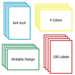6×4 Inch Large Moving Box Labels 100 Pack 4 Color Coded Blank Stickers for Pack