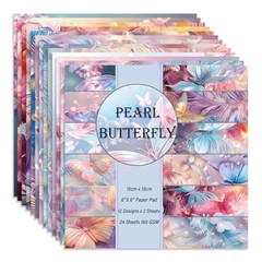 6×6″ 160gsm cardstock Single Sided Scrapbooking 24 24sheets-Pearl Butterfly