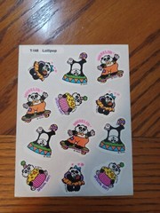 Vintage Trend Stinky Stickers sheet 12 Scratch & Sniff Panda Lollipop T-148