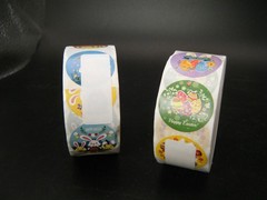 2 Rolls of 500 Easter Egg Stickers Round 1″ Pastel Bunnies Happy Easter Design