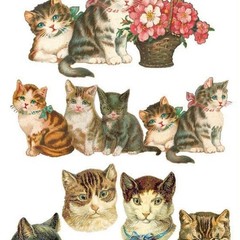 Violette Stickers – 1 Classic Vintage Cats Sticker Sheet – Scrapbooks Stationery