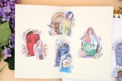 Flower deco door washi stickers | door Stickers color romantic flower stickers