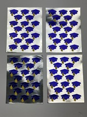4 Sheets Mark Razzle Dazzle Grad Cap Stickers–Unused -Retro School Scrapbook