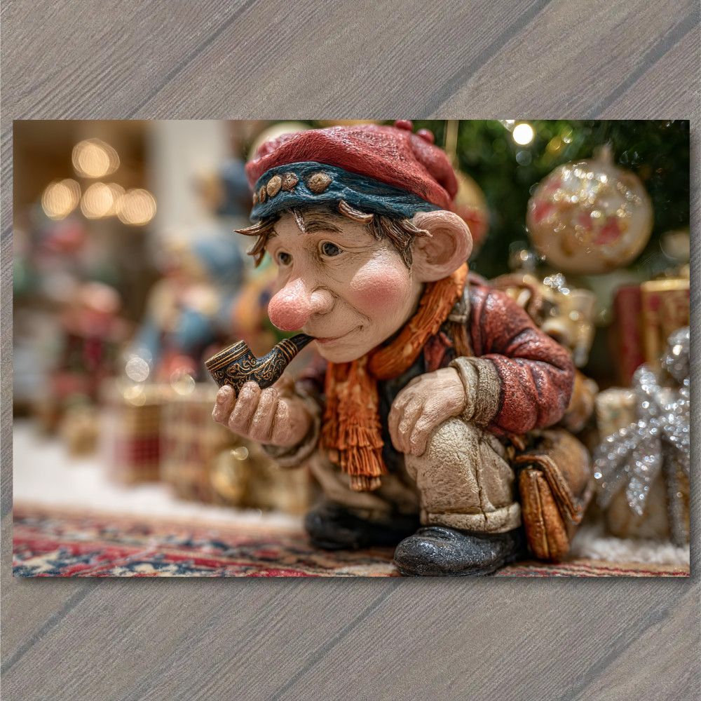 STICKER Christmas Elf Smoking Pipe Festive Holiday Whimsical Funny Decoration