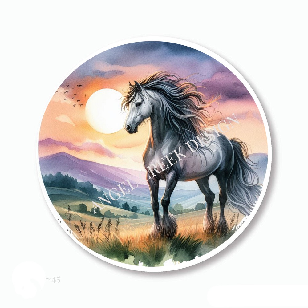 Sunset Andalusian Horse Scrapbook Stickers Envelope Seals Horse Party Favors