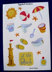 VINTAGE EGGSHELL AT THE BEACH 1 SHEET 17 STICKERS SUN BALL SAND CASTLE STAR FISH