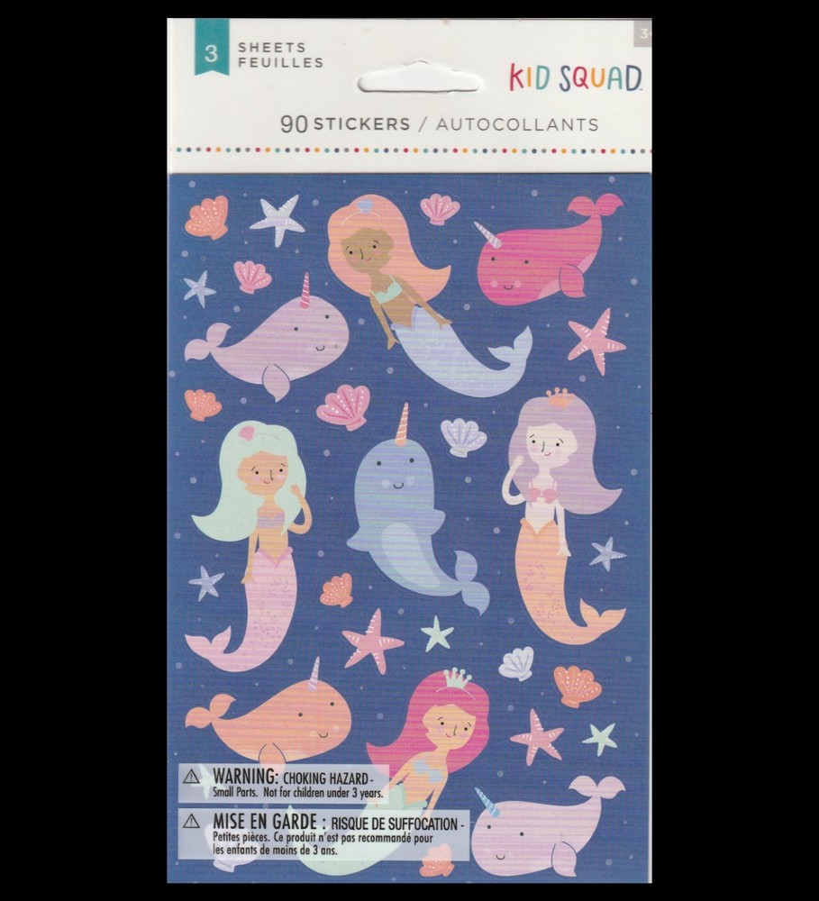 Kid Squad Mermaid Stickers – 3 Sheets 90 Stickers (American Greetings)