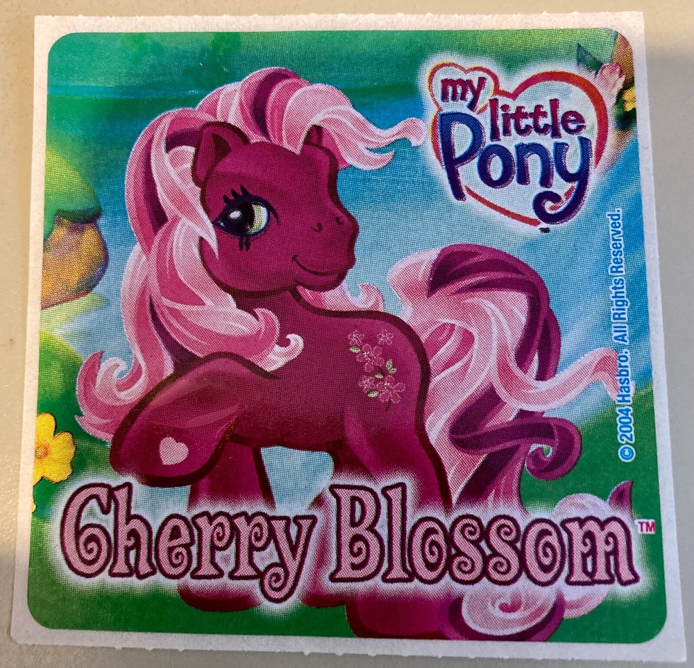 MY LITTLE PONY ‘CHERRY BLOSSOM’ 2004 Hasbro Party Favour Sticker 2.5 x 2.5