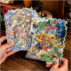 4 Sets Large 3D Scene Stickers for Miniature Room – Oil Painting Style