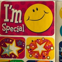 Vintage 16 Merit Stickers Bright emotion Smiley Happy Face Star Smile Faces vtg
