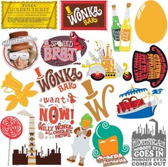 WILLY WONKA AND THE CHOCOLATE FACTORY VARIETY DIE CUT VINYL 50 CT STICKER PACK