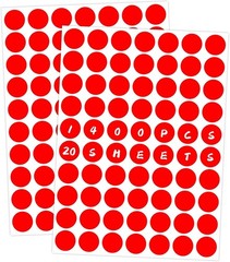 1400 PCS Red Circle Dot Stickers 3/4″ Round Color Coding Label Stickers Red