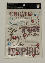 Imaginisce Say the Word Rub-Ons & Rhinestones – Create Happiness